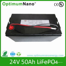 Batería de 24V 50ah LiFePO4, paquete de batería solar respetuoso del medio ambiente del almacenamiento